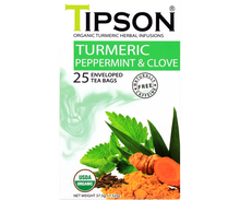 Load image into Gallery viewer, Organic Turmeric Peppermint & Clove - 25 Enveloped Tea Bags