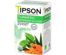 Load image into Gallery viewer, Organic Turmeric Peppermint & Clove - 25 Enveloped Tea Bags