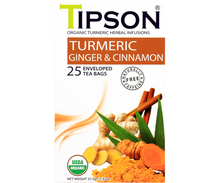 Load image into Gallery viewer, Organic Turmeric Ginger & Cinnamon - 25 Enveloped Tea Bags