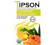 Load image into Gallery viewer, Organic Turmeric Ginger & Lemon - 25 Enveloped Tea Bags