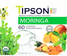 Load image into Gallery viewer, Tipson Organic Moringa Assorted - 60 Enveloped Tea Bags