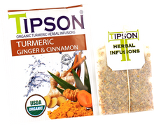 Load image into Gallery viewer, Organic Turmeric Ginger & Cinnamon - 25 Enveloped Tea Bags