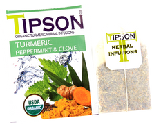 Load image into Gallery viewer, Organic Turmeric Peppermint & Clove - 25 Enveloped Tea Bags